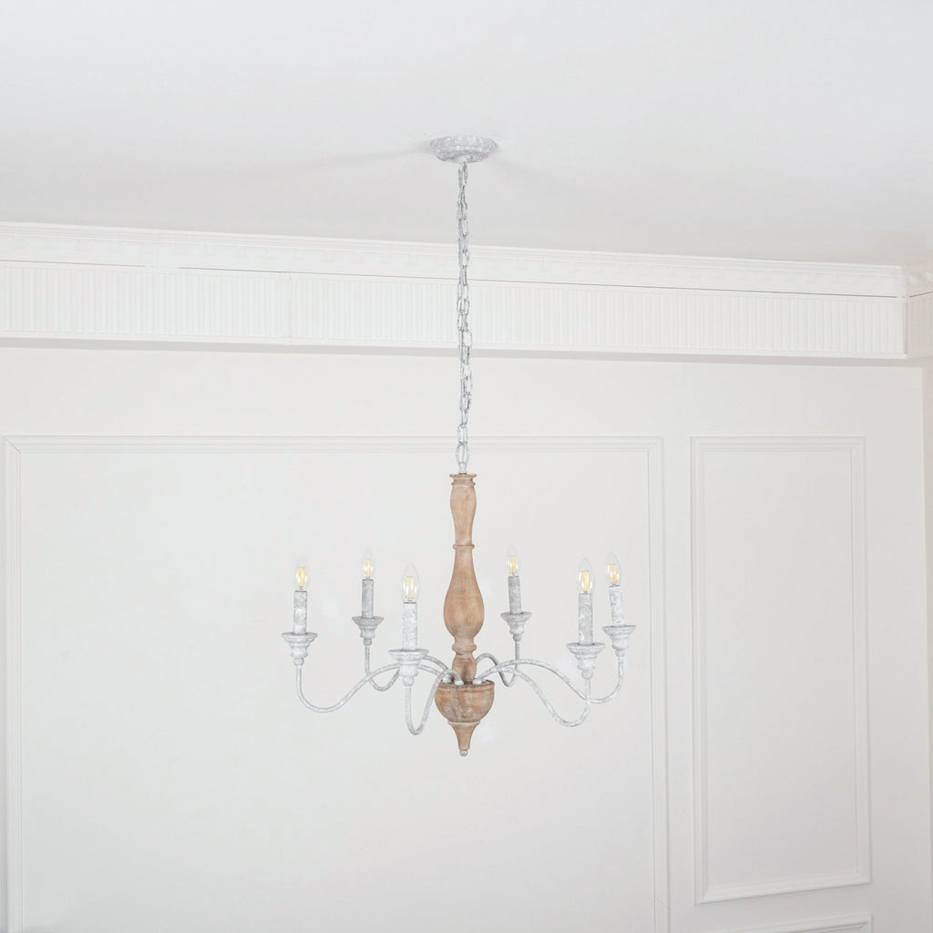 Eurloryra Lustre Bougie Sculpté à la Main Bois Vintage - Neutralighting