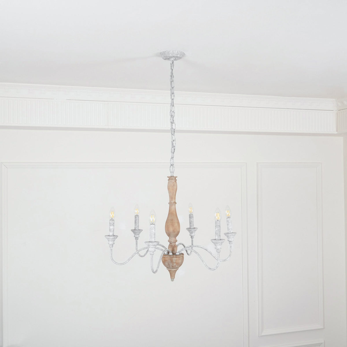 Eurloryra Lustre Bougie Sculpté à la Main Bois Vintage - Neutralighting