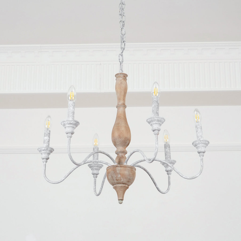 Eurloryra Lustre Bougie Sculpté à la Main Bois Vintage - Neutralighting