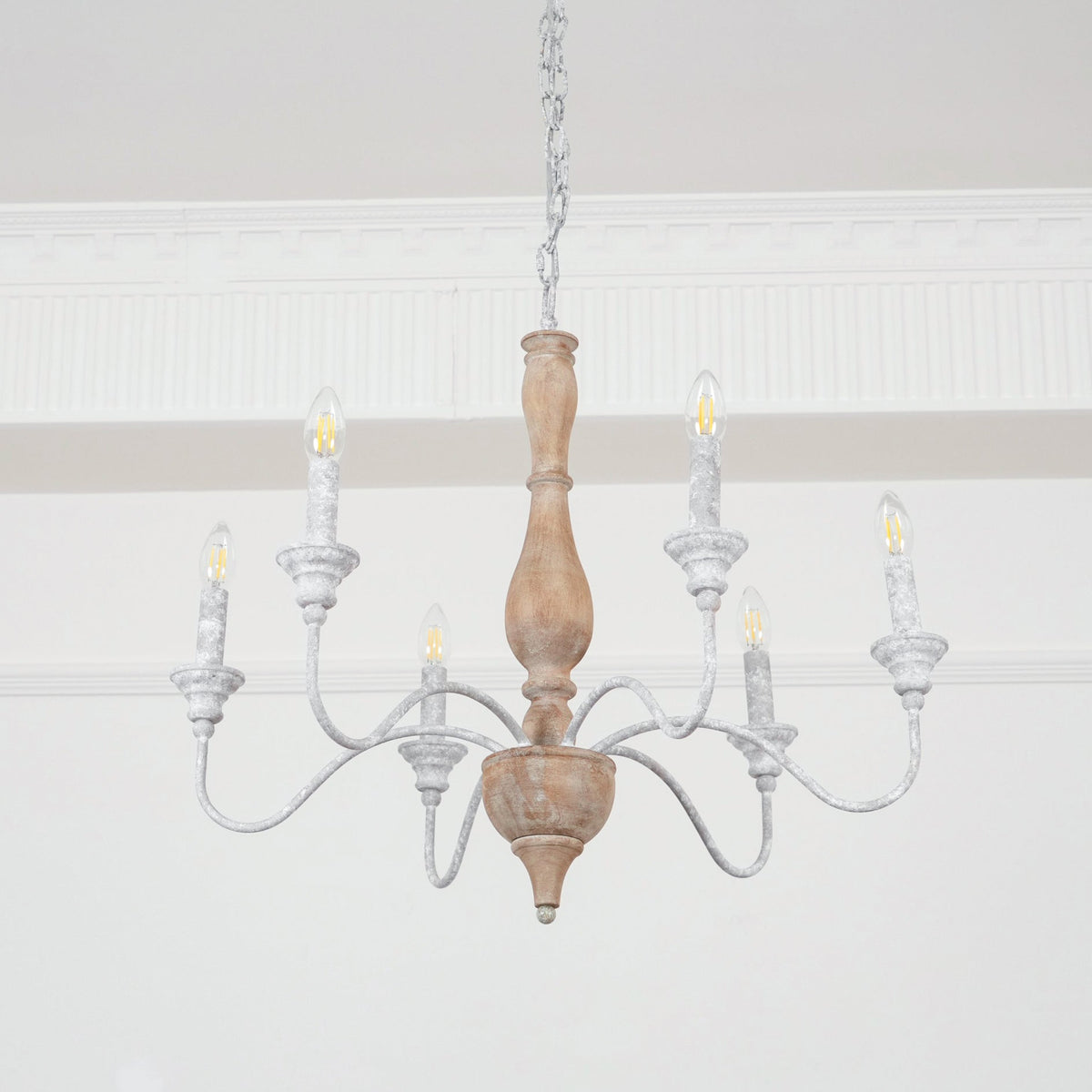 Eurloryra Lustre Bougie Sculpté à la Main Bois Vintage - Neutralighting
