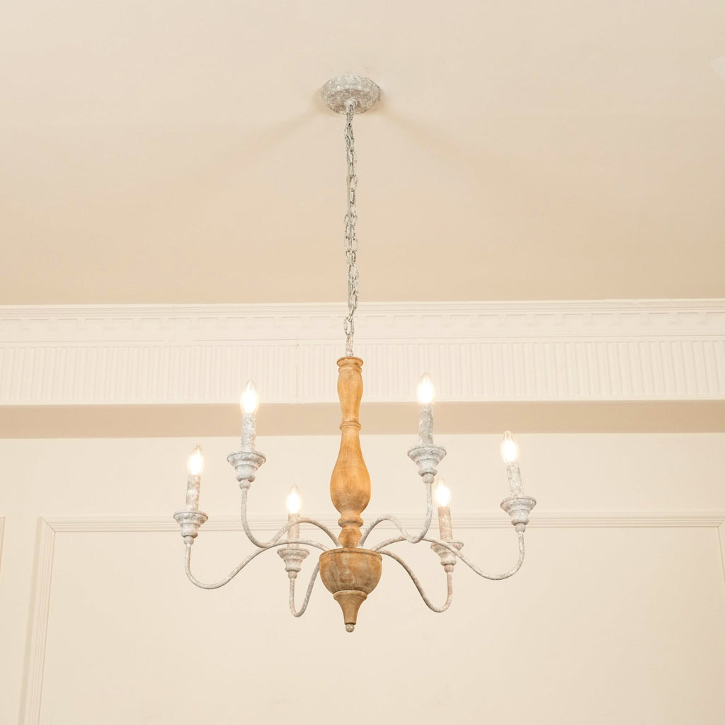 Eurloryra Lustre Bougie Sculpté à la Main Bois Vintage - Neutralighting