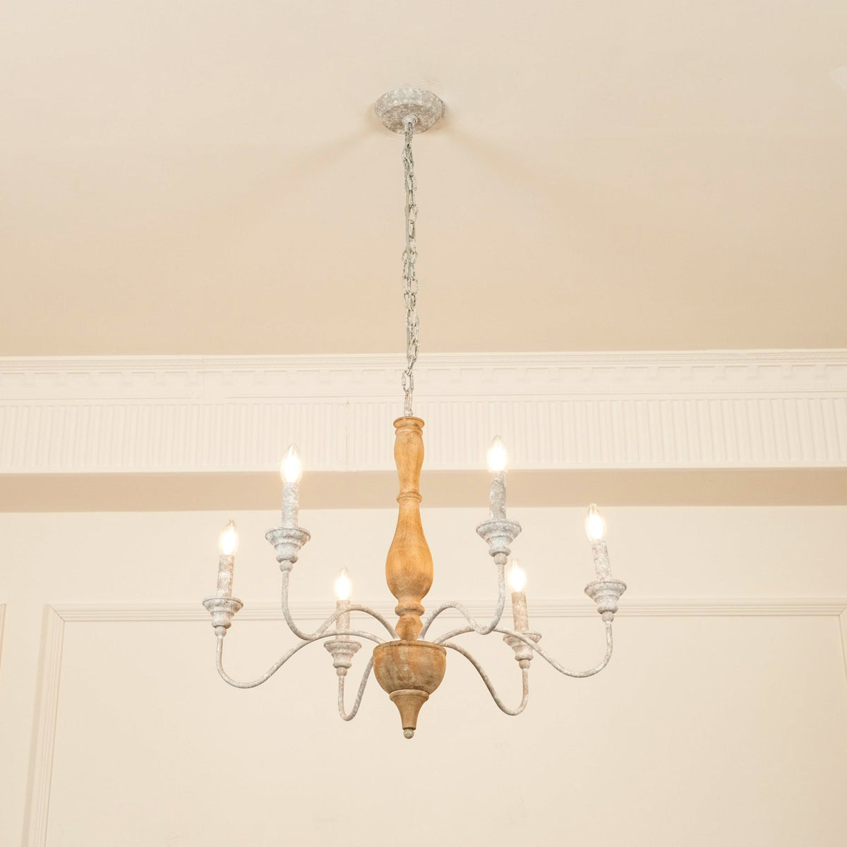 Eurloryra Lustre Bougie Sculpté à la Main Bois Vintage - Neutralighting