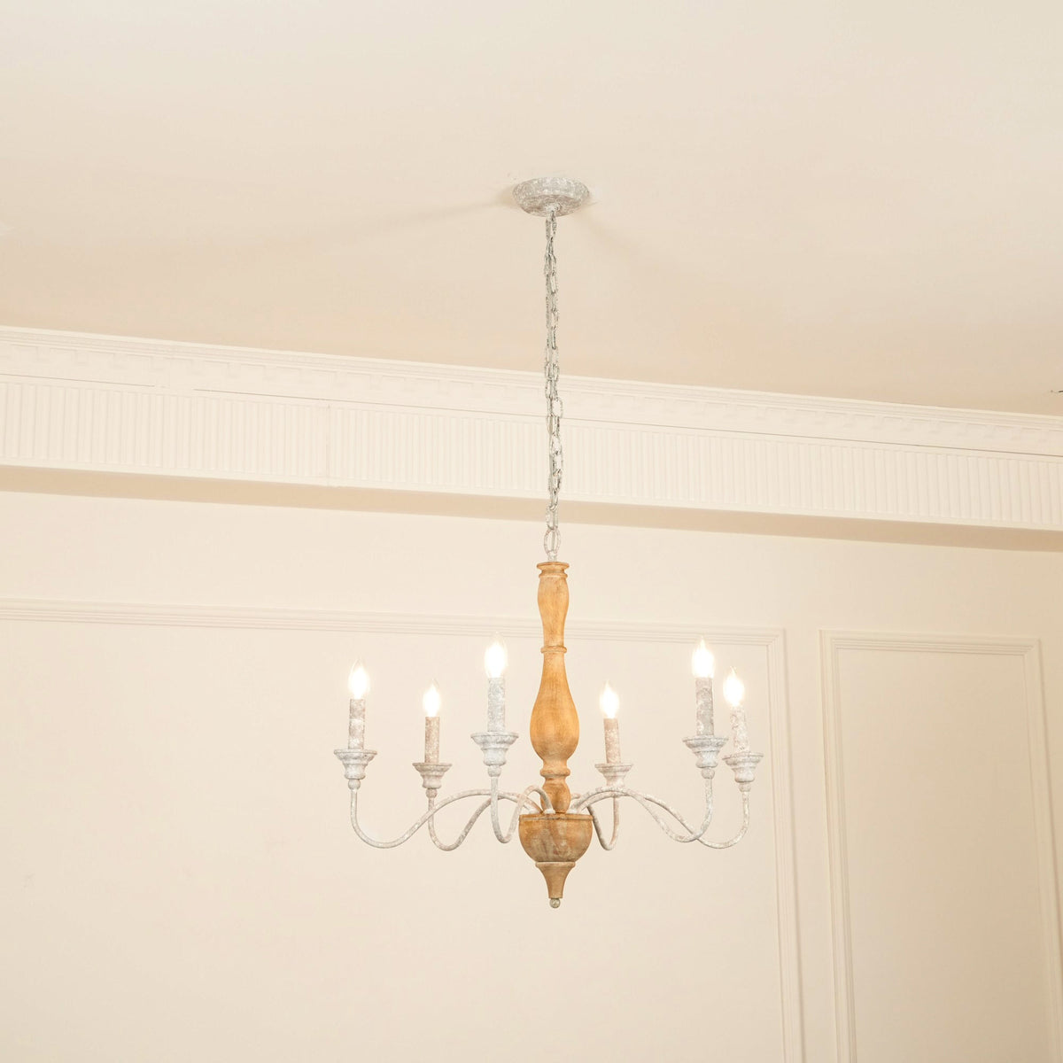 Eurloryra Lustre Bougie Sculpté à la Main Bois Vintage - Neutralighting