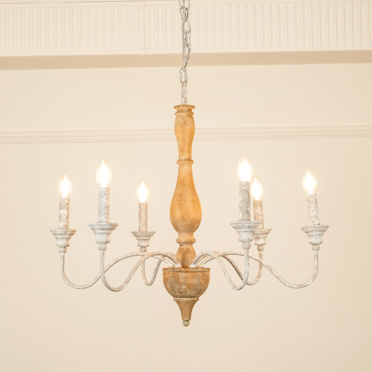 Eurloryra Lustre Bougie Sculpté à la Main Bois Vintage - Neutralighting