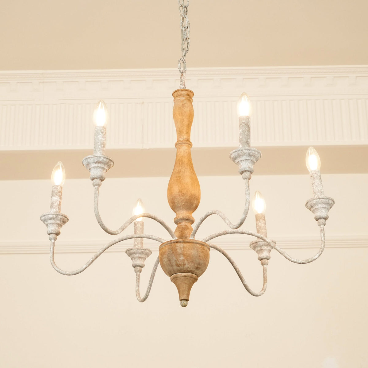 Eurloryra Lustre Bougie Sculpté à la Main Bois Vintage - Neutralighting