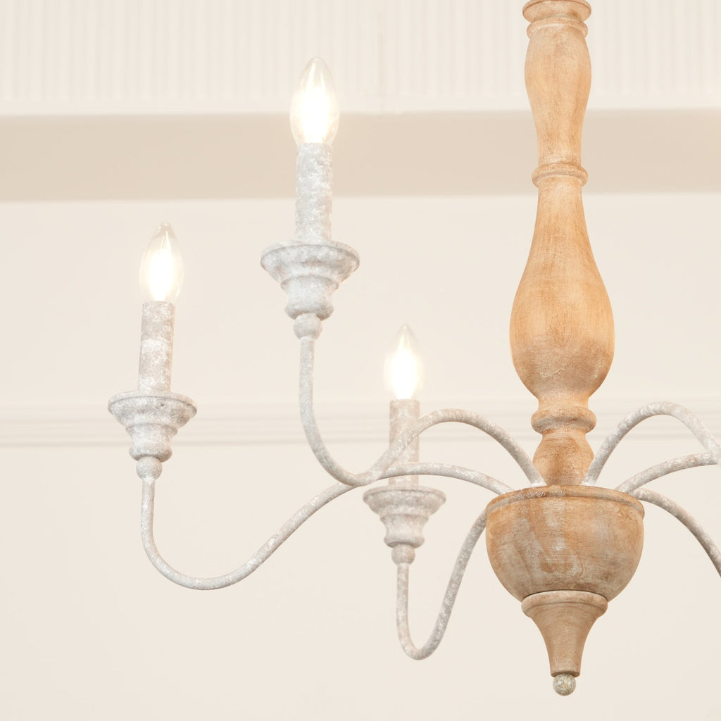 Eurloryra Lustre Bougie Sculpté à la Main Bois Vintage - Neutralighting