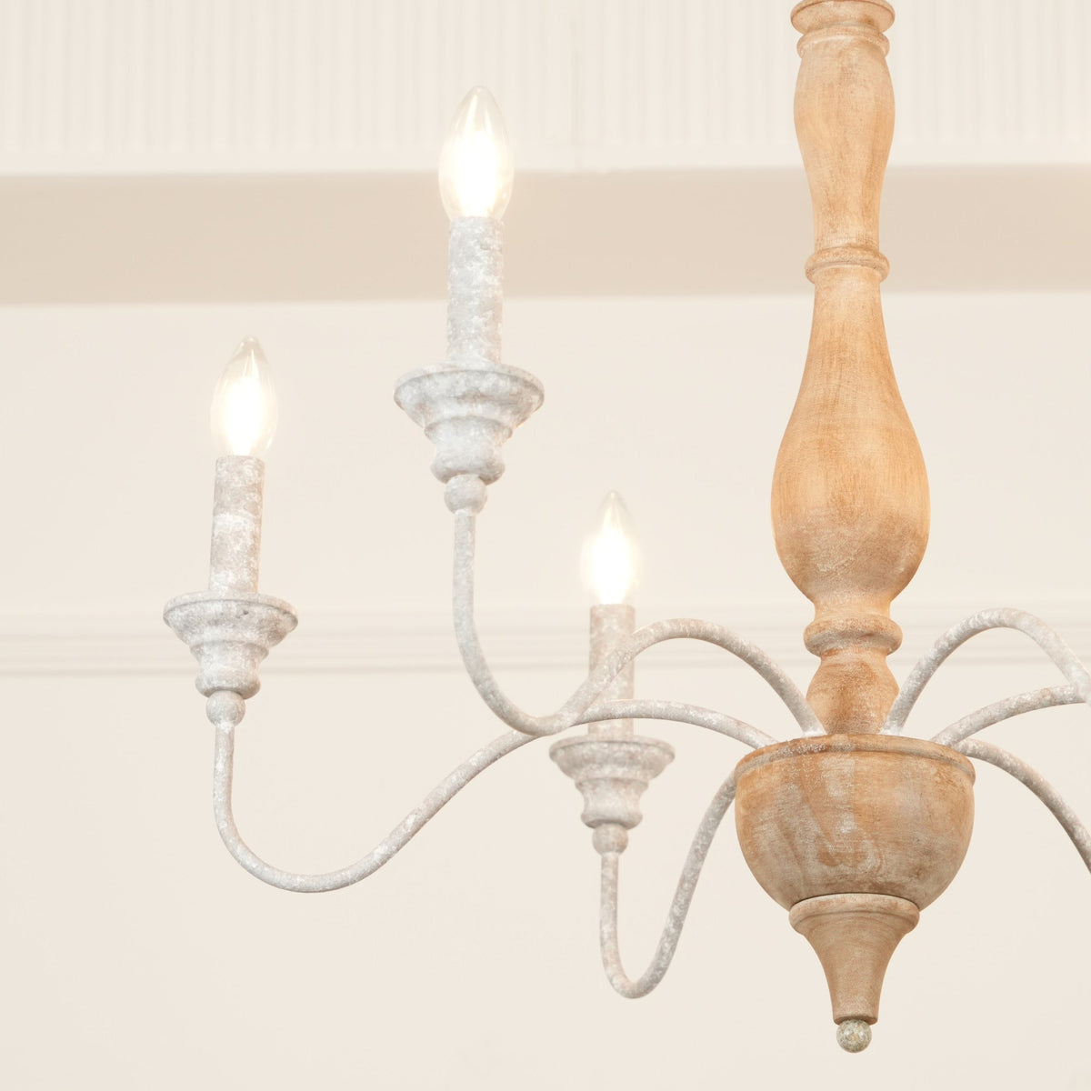 Eurloryra Lustre Bougie Sculpté à la Main Bois Vintage - Neutralighting