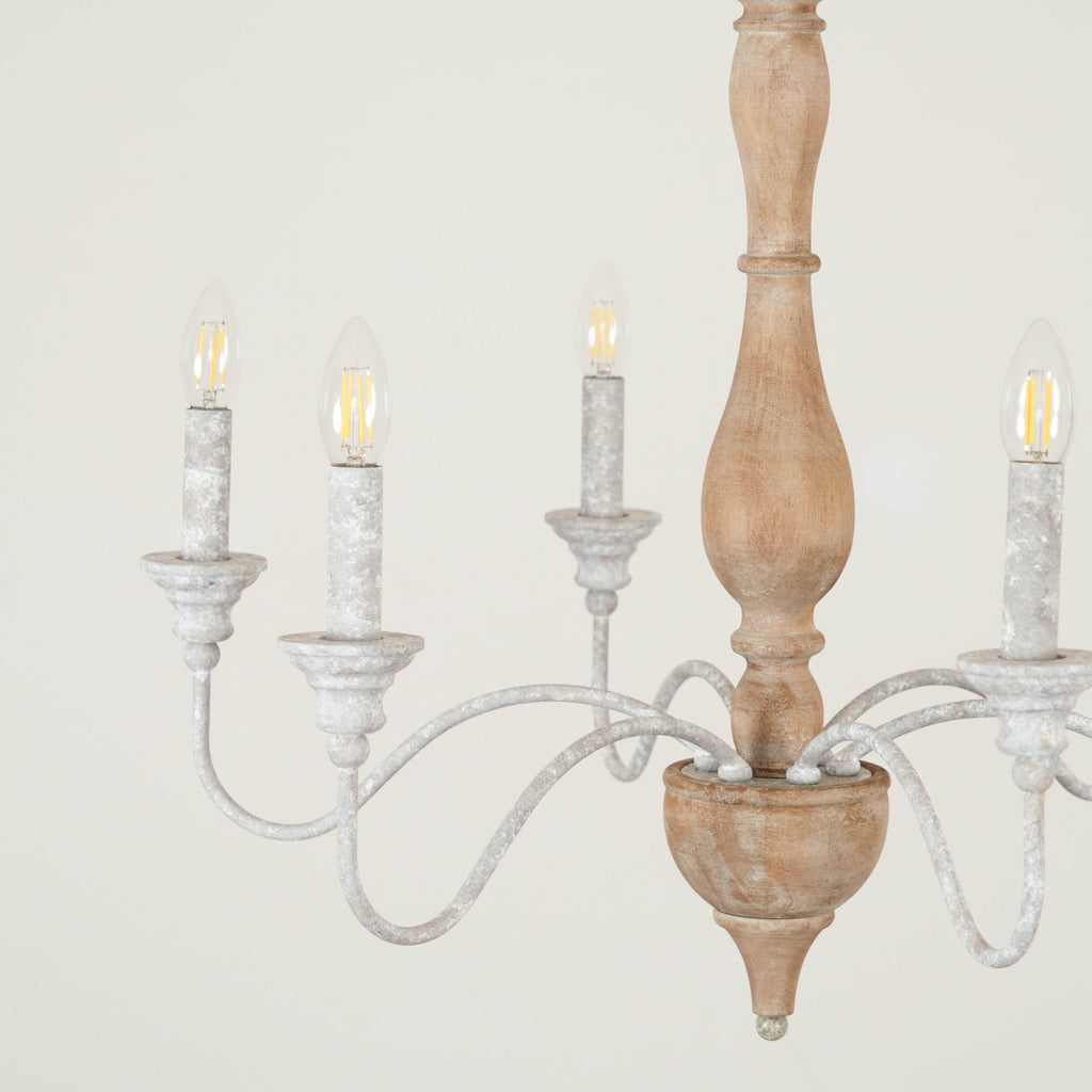 Eurloryra Lustre Bougie Sculpté à la Main Bois Vintage - Neutralighting