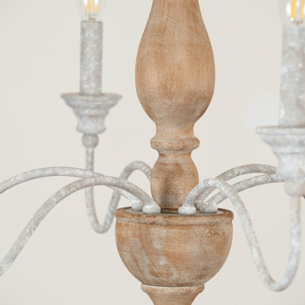 Eurloryra Lustre Bougie Sculpté à la Main Bois Vintage - Neutralighting