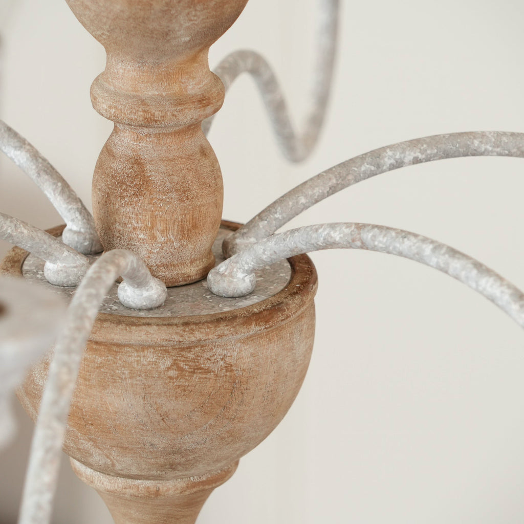 Eurloryra Lustre Bougie Sculpté à la Main Bois Vintage - Neutralighting