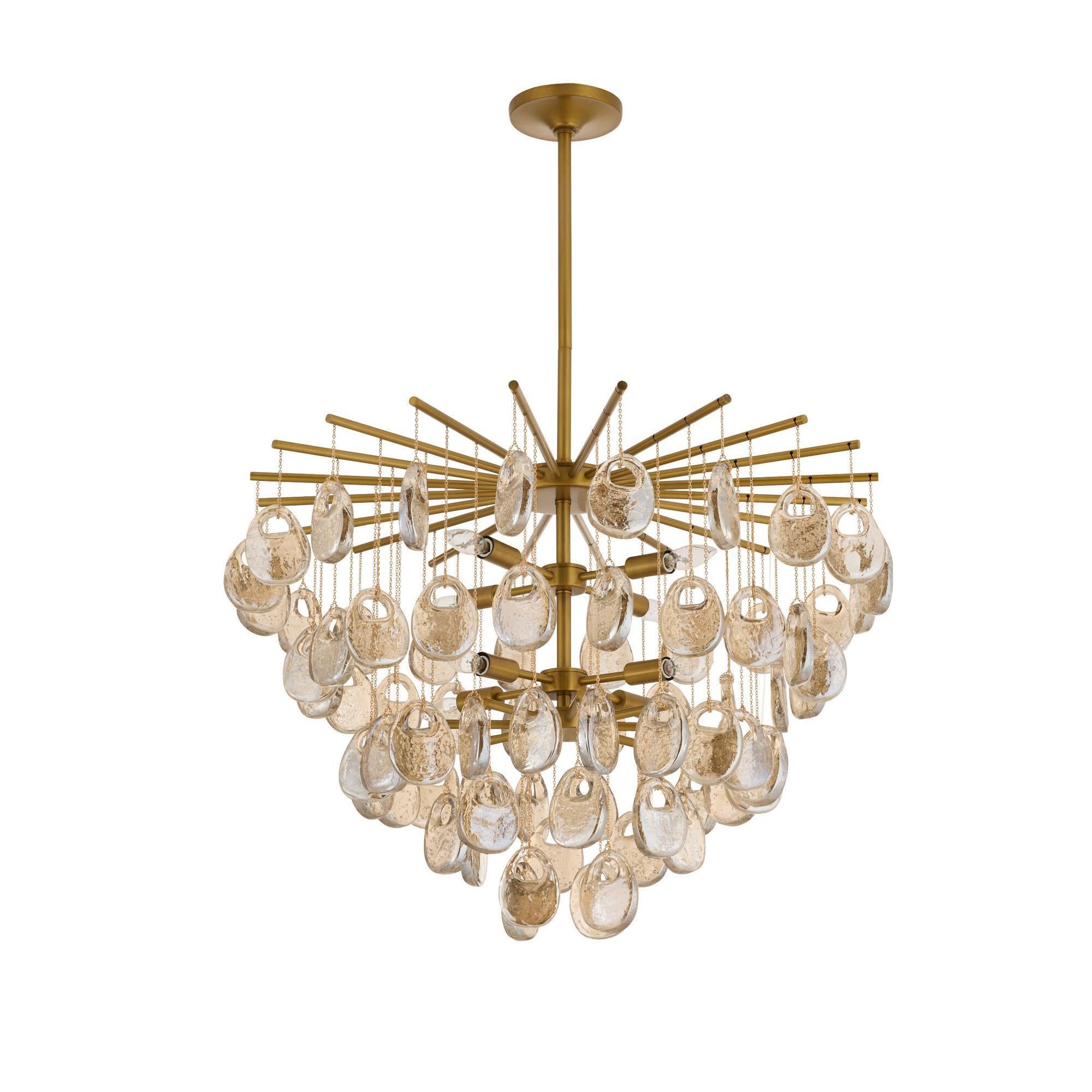 Aurora Chandelier à Gouttes en Verre Ambre Texturé - Neutralighting