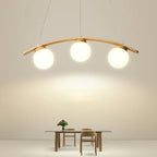 Valentina LED Suspension Bois Verre Blanc Salon/Chambre À Coucher - Neutralighting