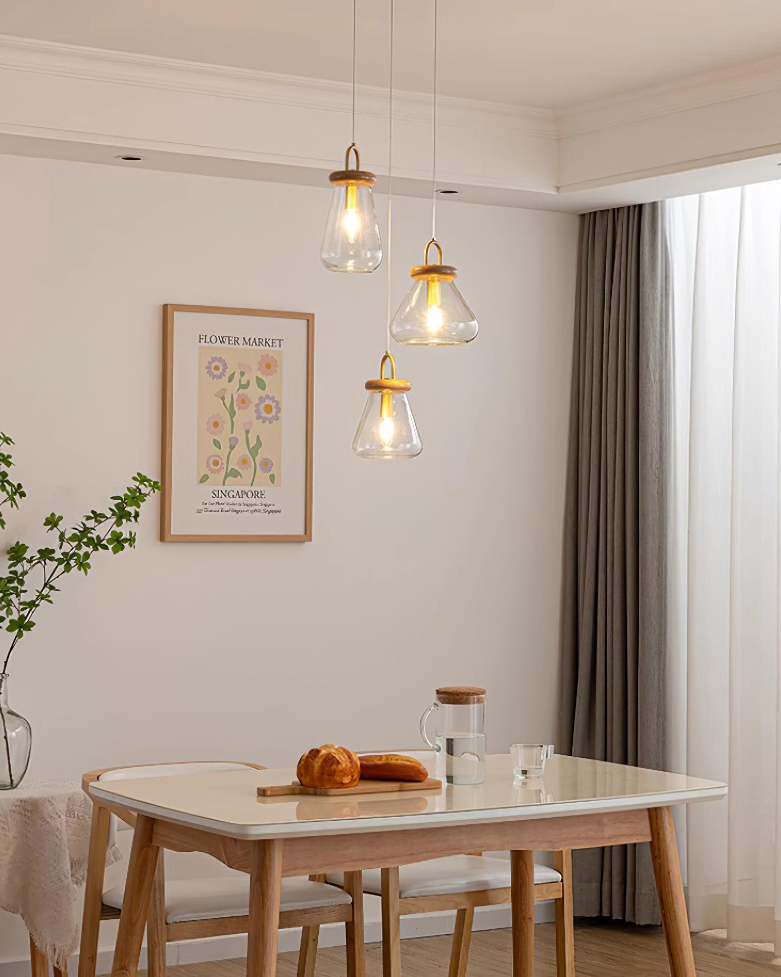 Jars Lampe Pendante Verre Bois Minimaliste - Neutralighting