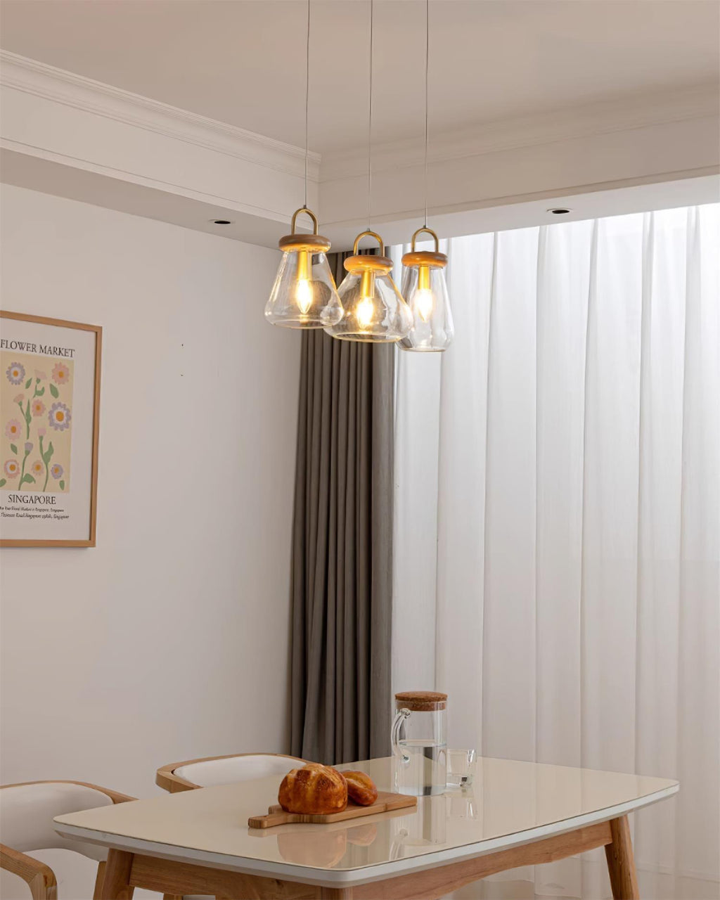 Jars Lampe Pendante Verre Bois Minimaliste - Neutralighting