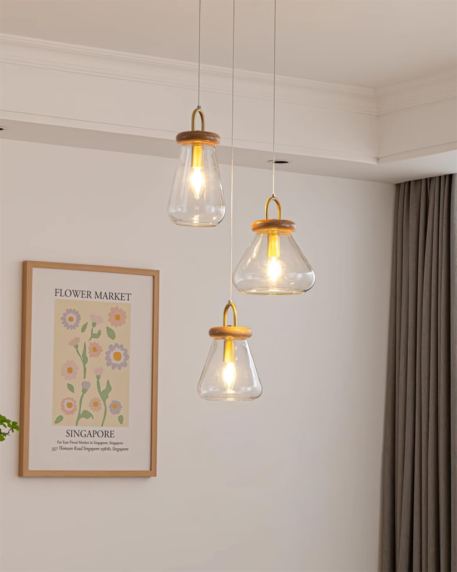 Jars Lampe Pendante Verre Bois Minimaliste - Neutralighting