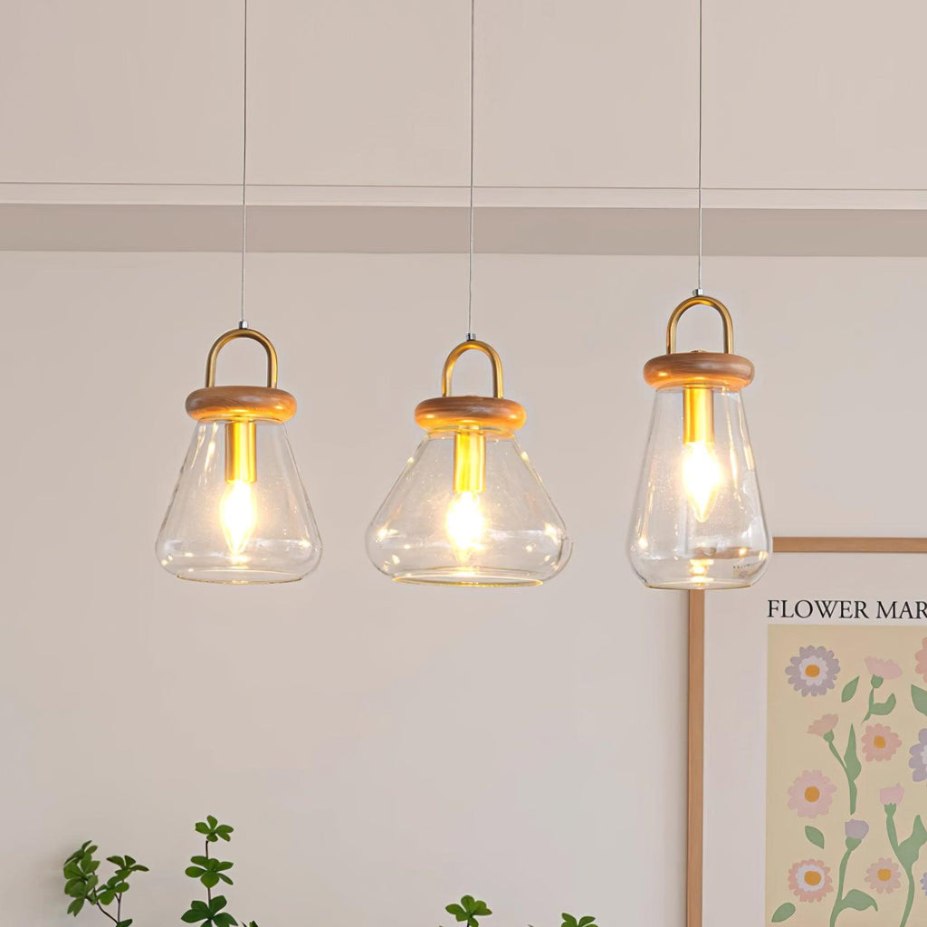 Jars Lampe Pendante Verre Bois Minimaliste - Neutralighting