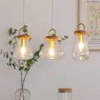 Jars Lampe Pendante Verre Bois Minimaliste - Neutralighting