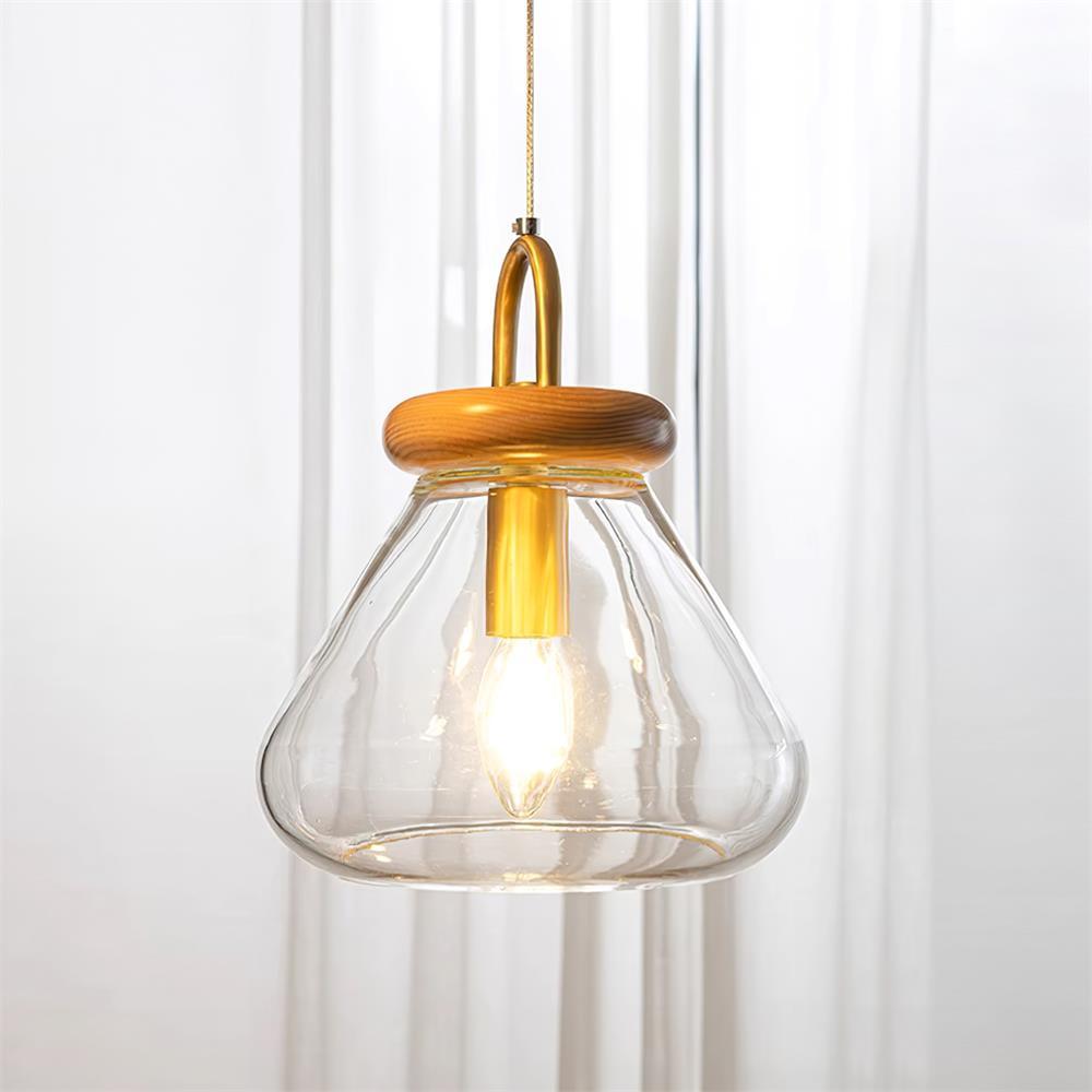 Jars Lampe Pendante Verre Bois Minimaliste - Neutralighting