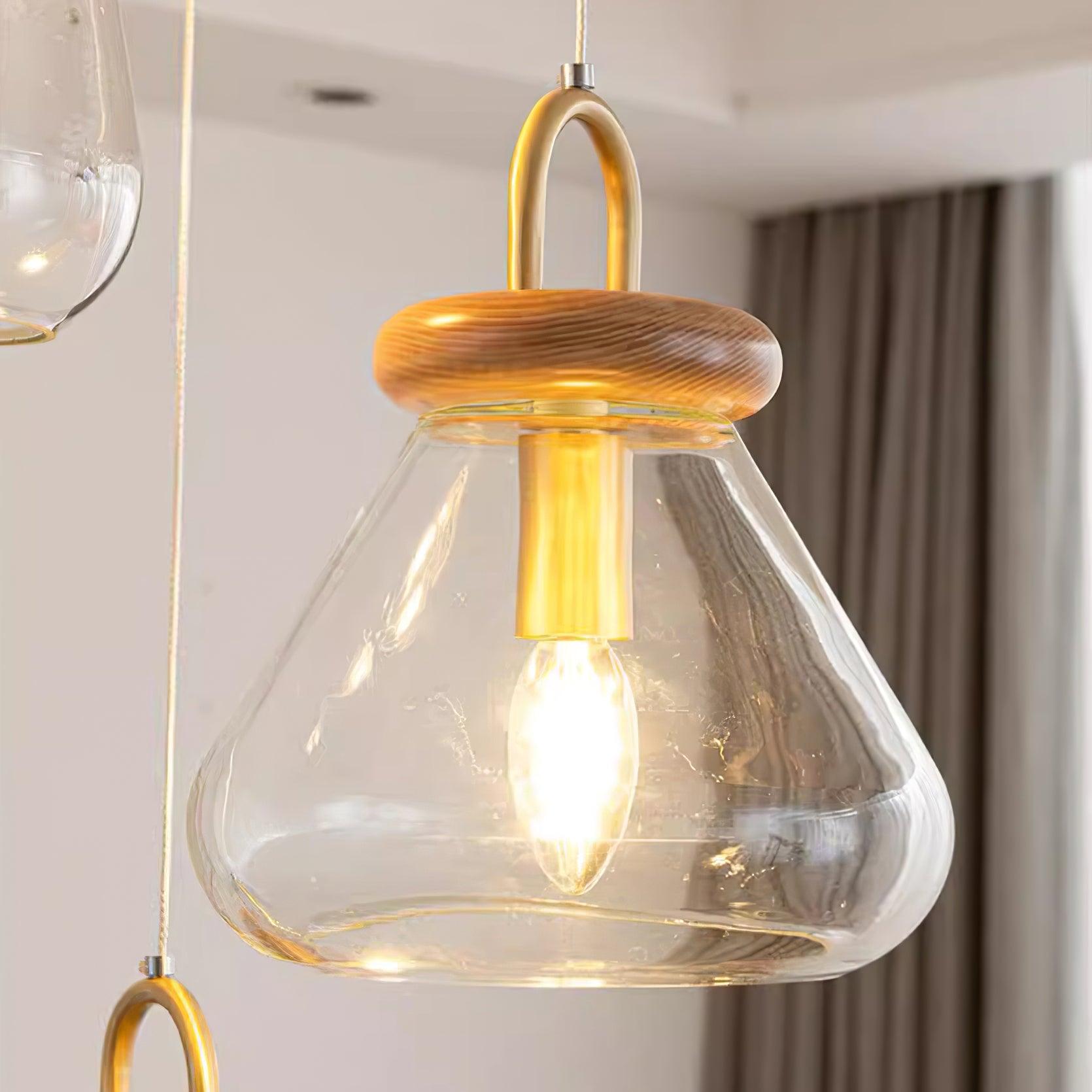 Jars Lampe Pendante Verre Bois Minimaliste - Neutralighting