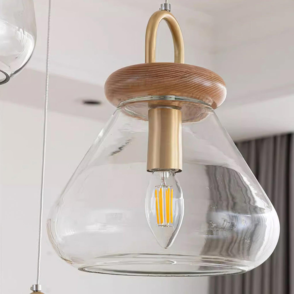 Jars Lampe Pendante Verre Bois Minimaliste - Neutralighting