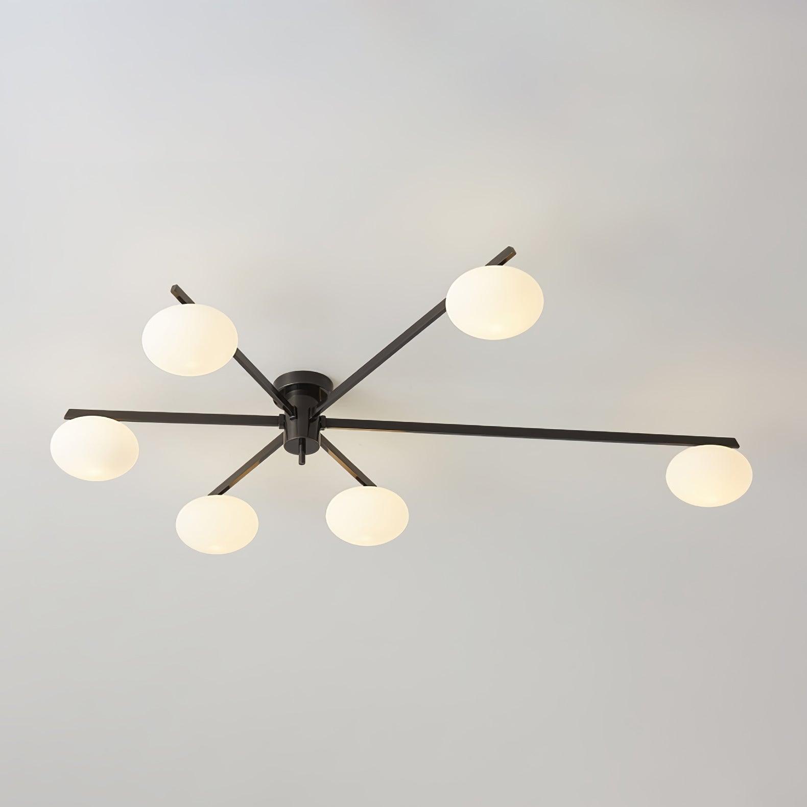 Jania Plafonnier Moderne en Verre et Métal Noir à Trois Bras - Neutralighting