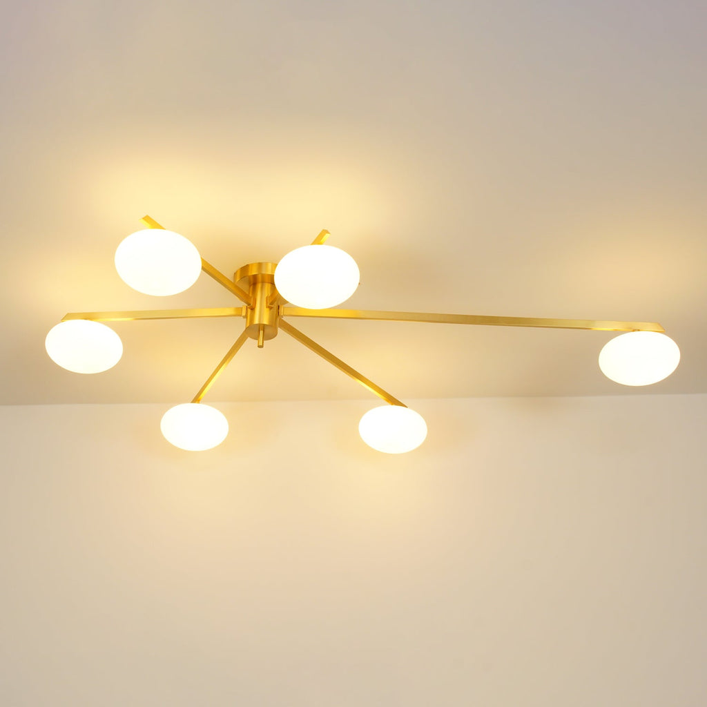 Jania Plafonnier Moderne en Verre et Métal Noir à Trois Bras - Neutralighting