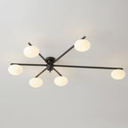 Jania Plafonnier Moderne en Verre et Métal Noir à Trois Bras - Neutralighting