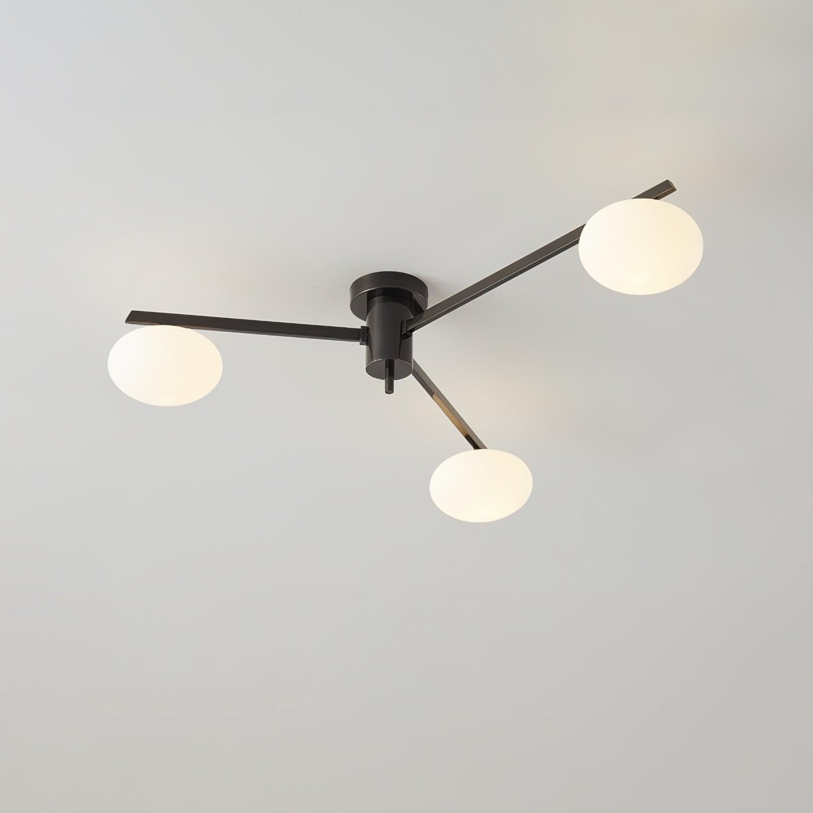 Jania Plafonnier Moderne en Verre et Métal Noir à Trois Bras - Neutralighting