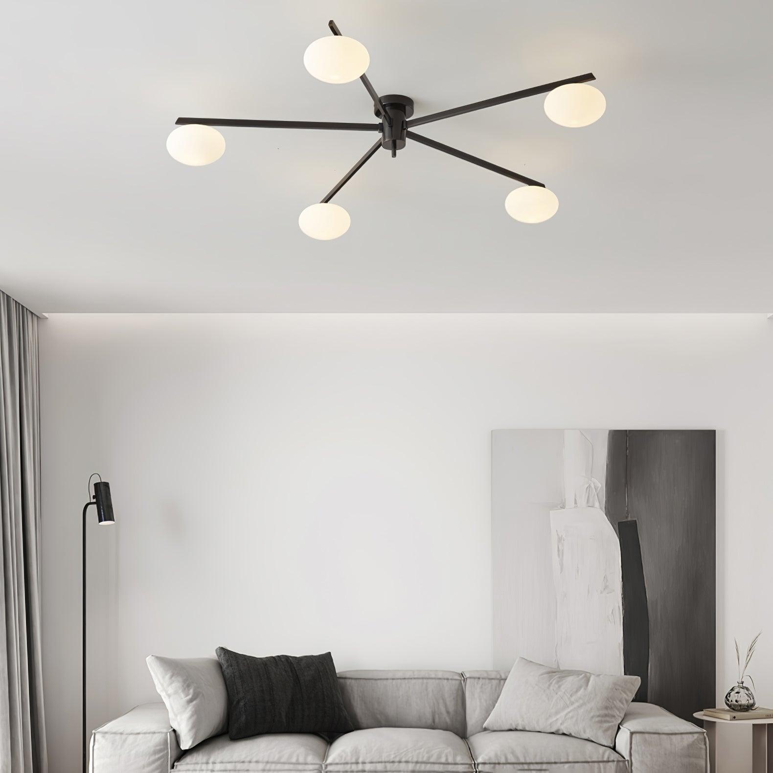 Jania Plafonnier Moderne en Verre et Métal Noir à Trois Bras - Neutralighting