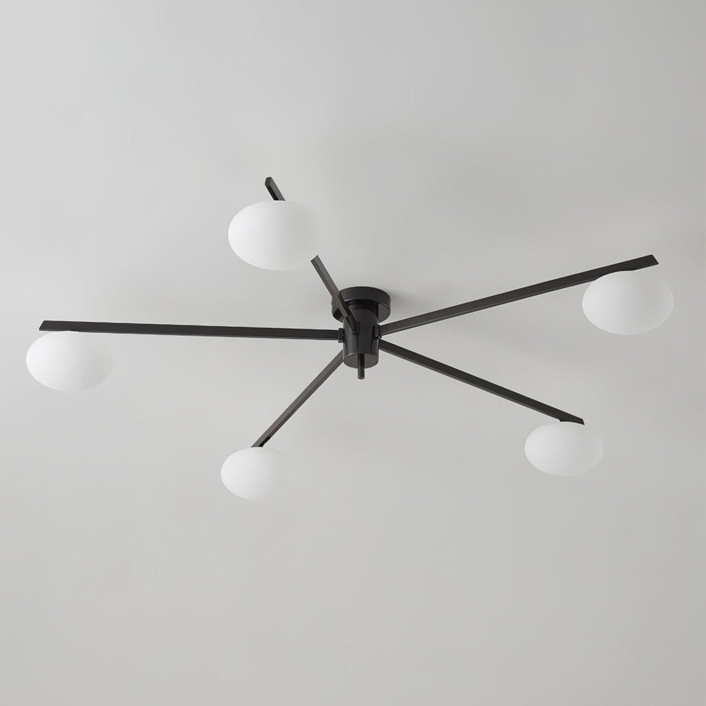 Jania Plafonnier Moderne en Verre et Métal Noir à Trois Bras - Neutralighting
