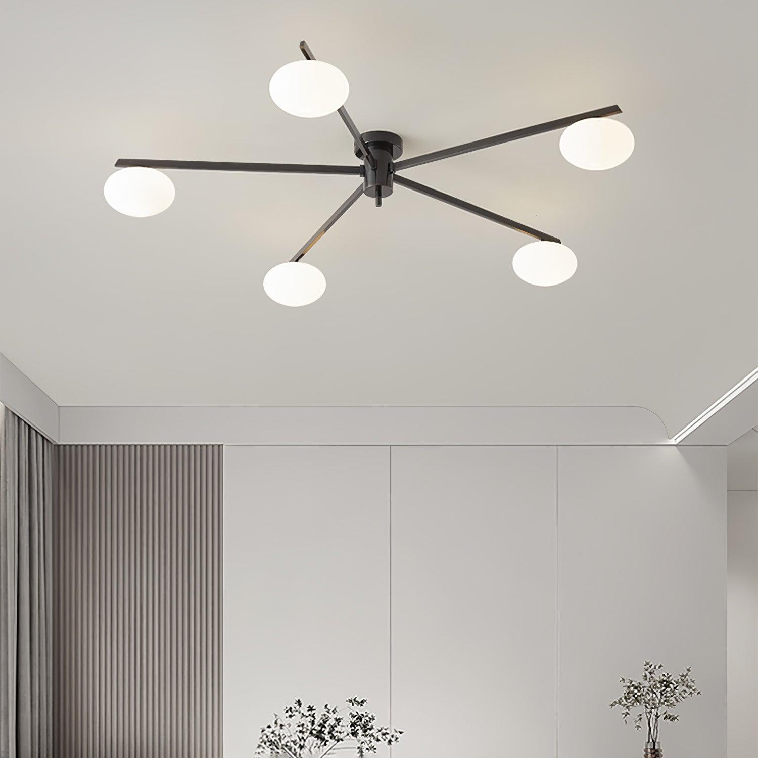 Jania Plafonnier Moderne en Verre et Métal Noir à Trois Bras - Neutralighting
