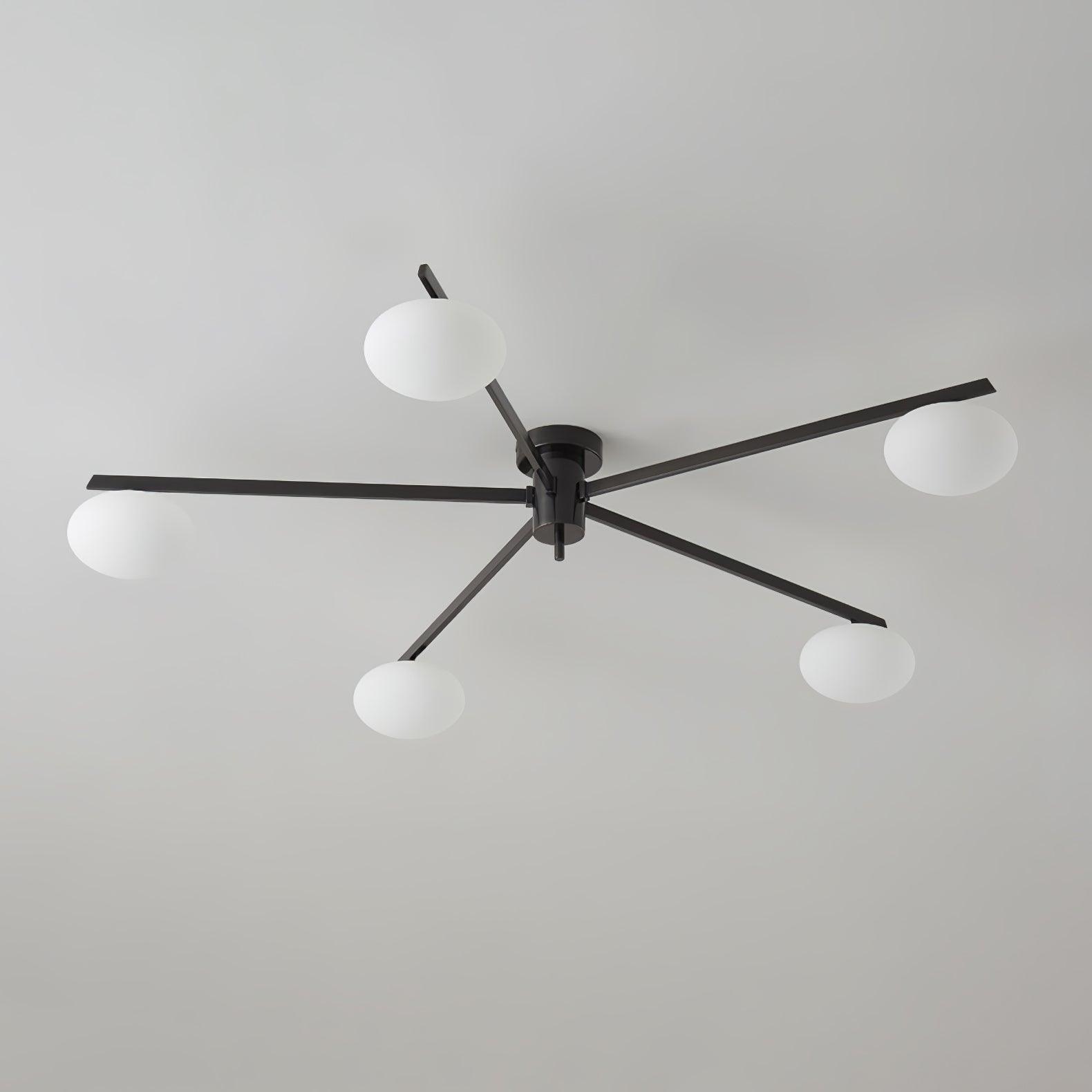 Jania Plafonnier Moderne en Verre et Métal Noir à Trois Bras - Neutralighting