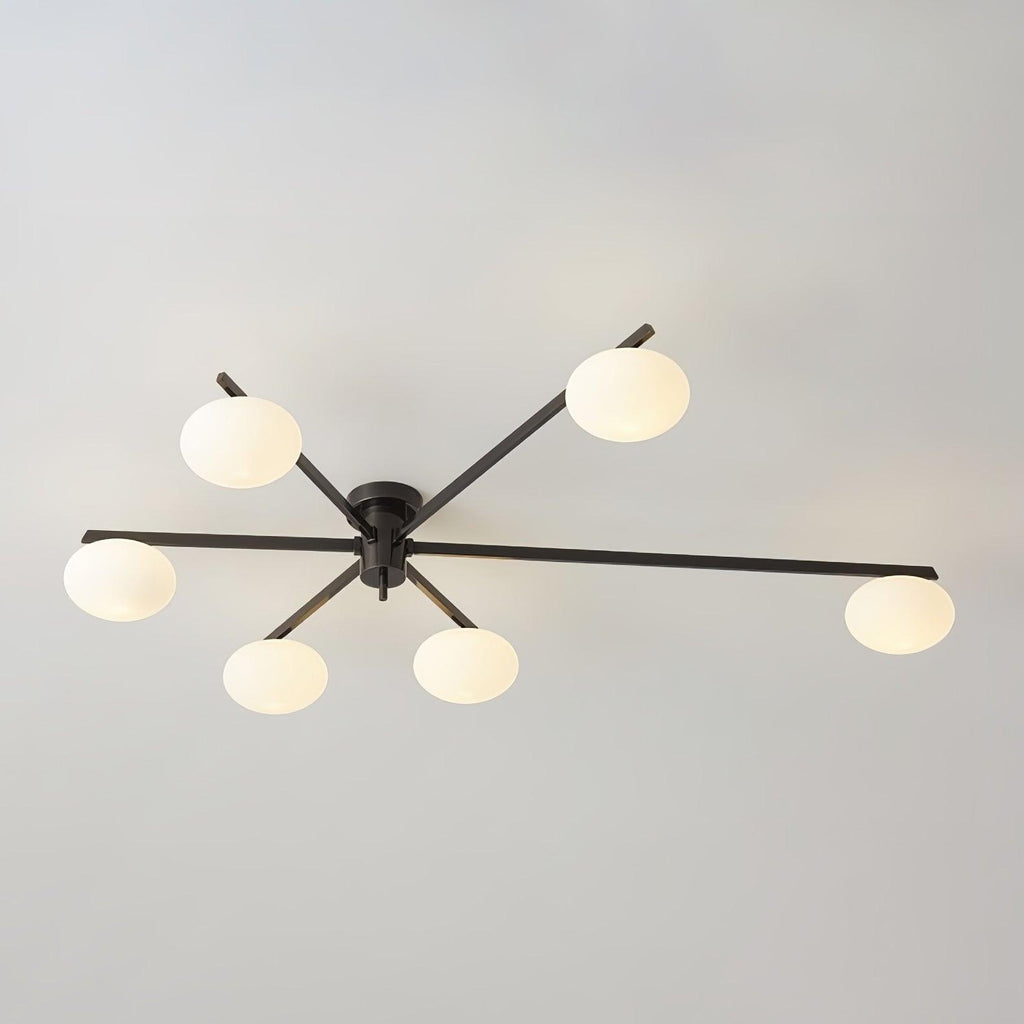 Jania Plafonnier Moderne en Verre et Métal Noir à Trois Bras - Neutralighting