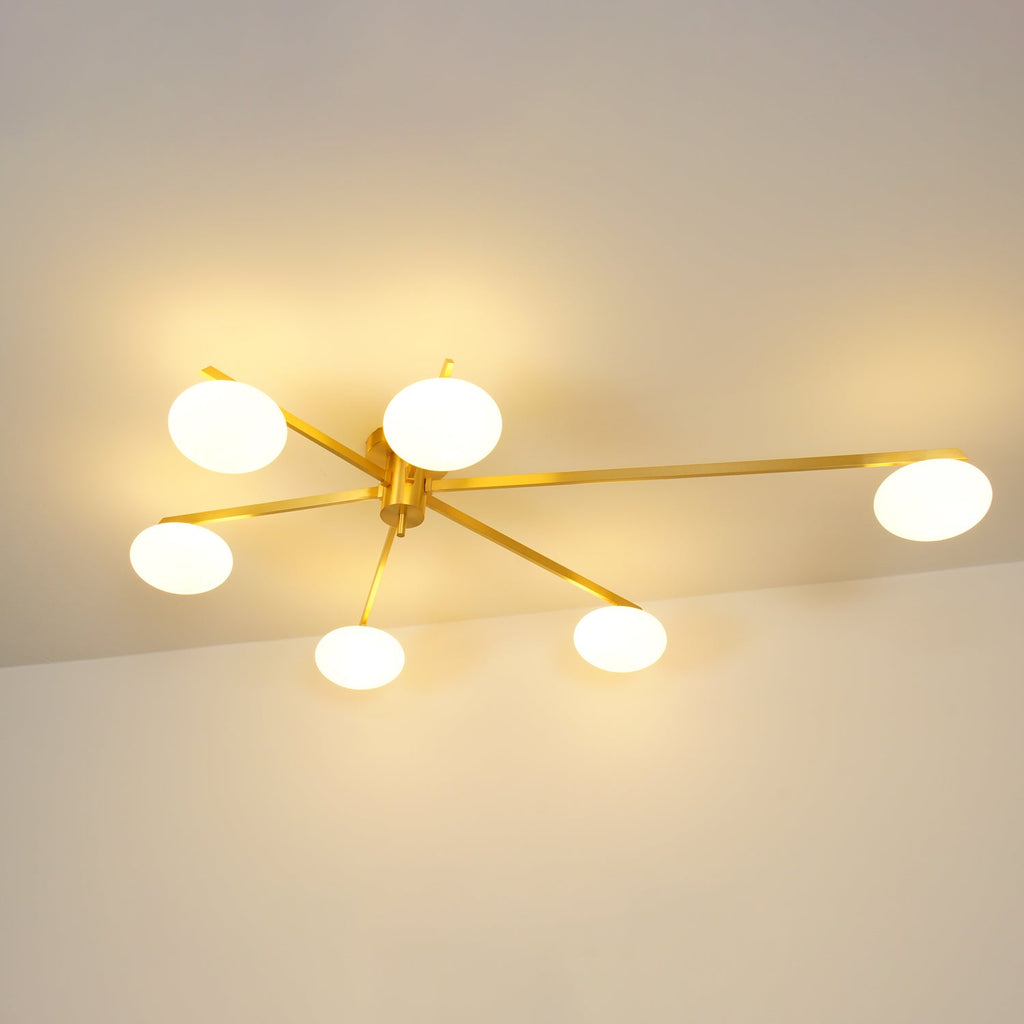 Jania Plafonnier Moderne en Verre et Métal Noir à Trois Bras - Neutralighting