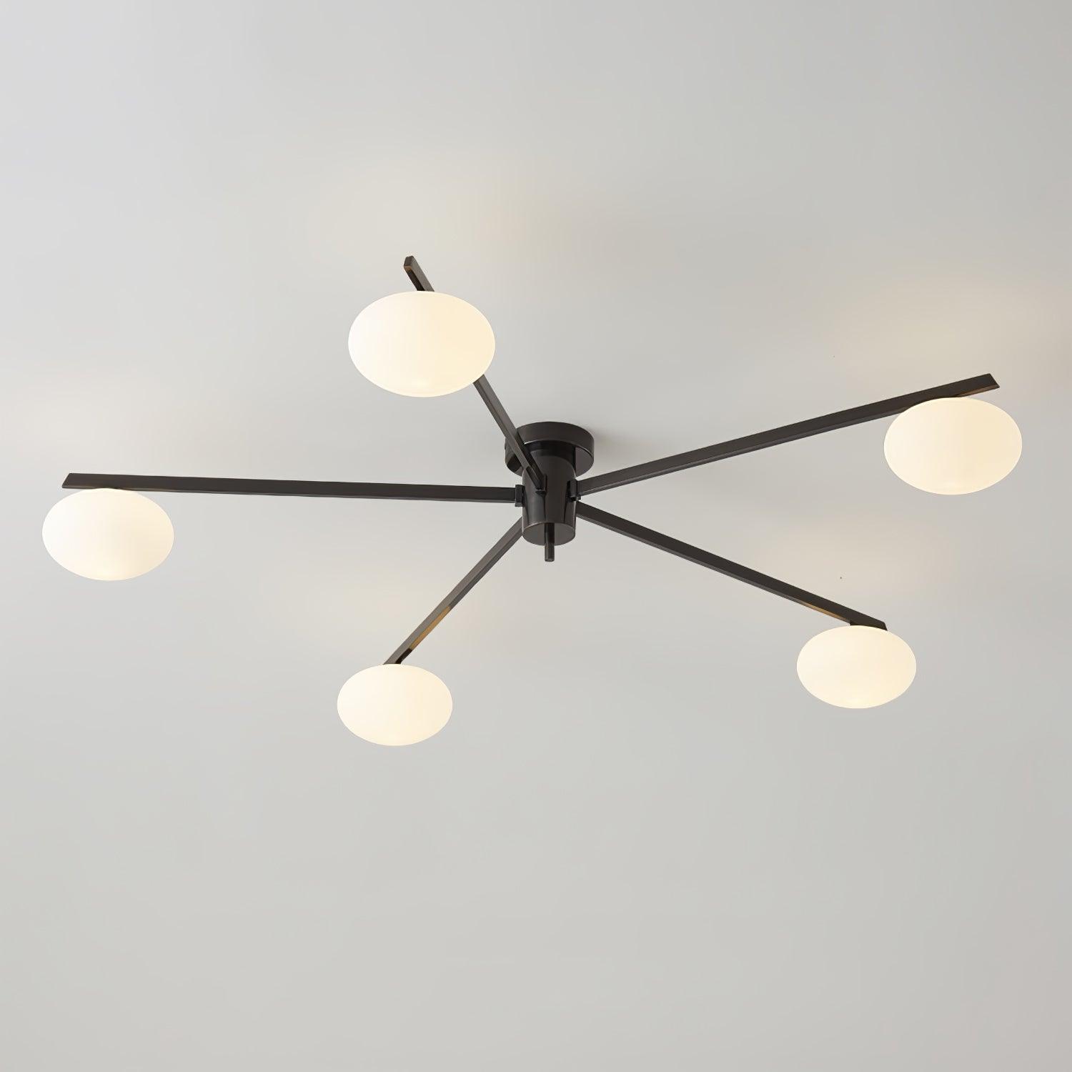 Jania Plafonnier Moderne en Verre et Métal Noir à Trois Bras - Neutralighting