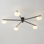 Jania Plafonnier Moderne en Verre et Métal Noir à Trois Bras - Neutralighting
