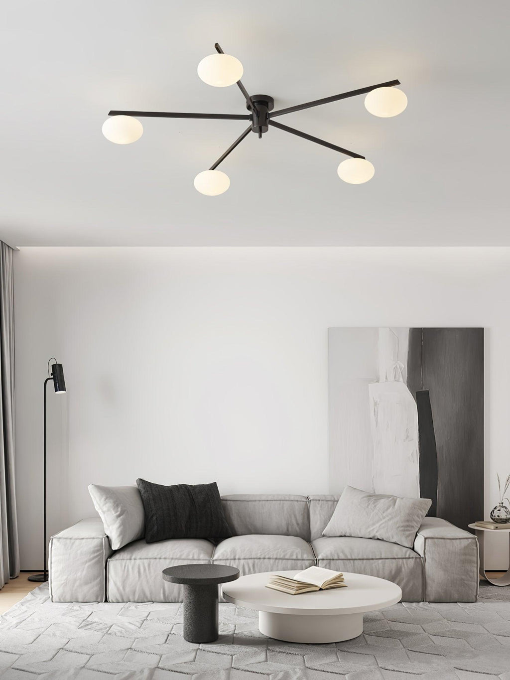 Lustra Plafonnier Noir Blanc Verre - Neutralighting