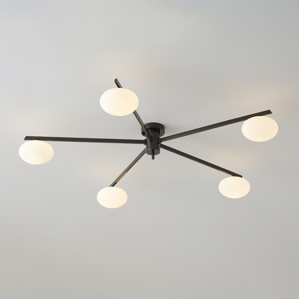 Jania Plafonnier Moderne en Verre et Métal Noir à Trois Bras - Neutralighting