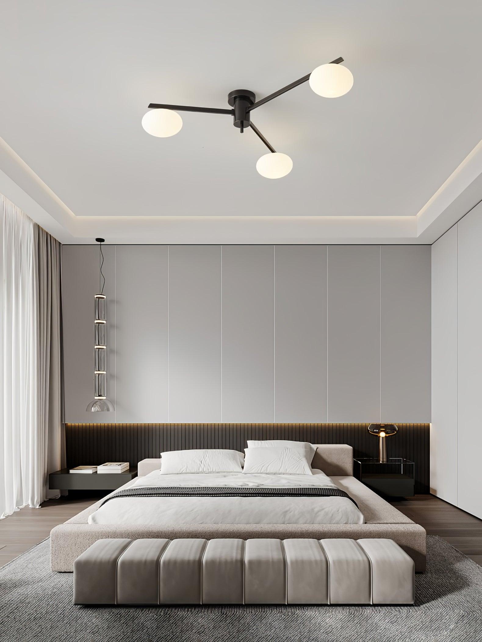 Lustra Plafonnier Noir Blanc Verre - Neutralighting