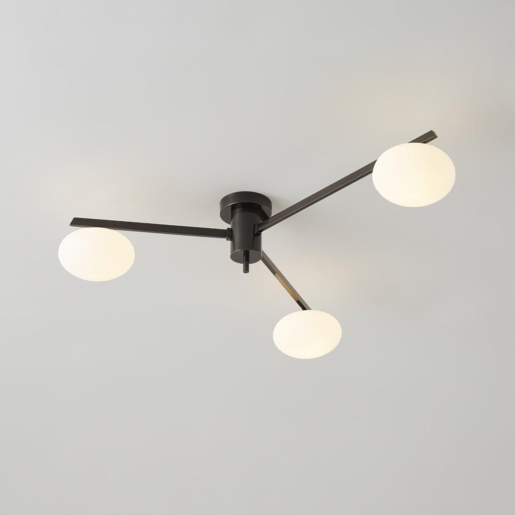 Jania Plafonnier Moderne en Verre et Métal Noir à Trois Bras - Neutralighting