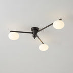Jania Plafonnier Moderne en Verre et Métal Noir à Trois Bras - Neutralighting