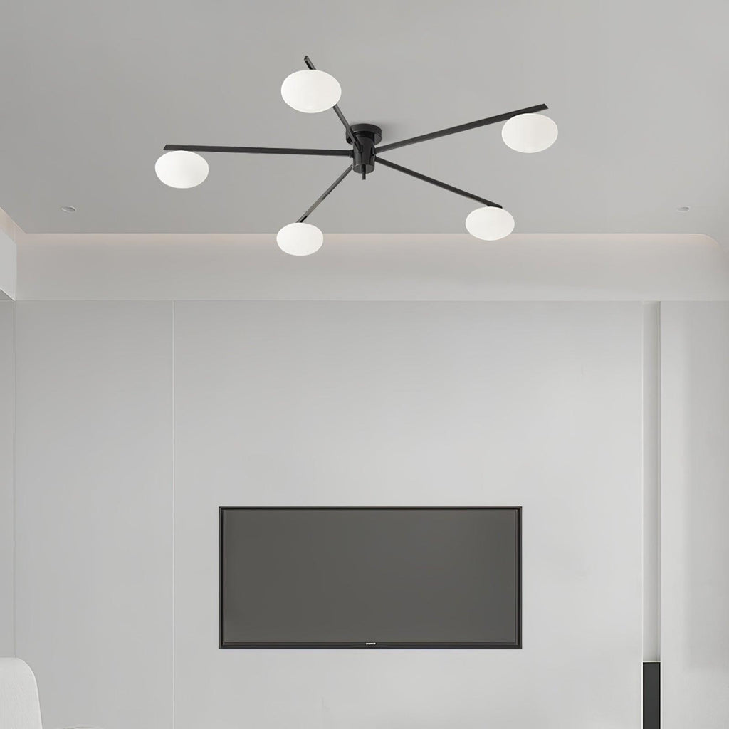Jania Plafonnier Moderne en Verre et Métal Noir à Trois Bras - Neutralighting