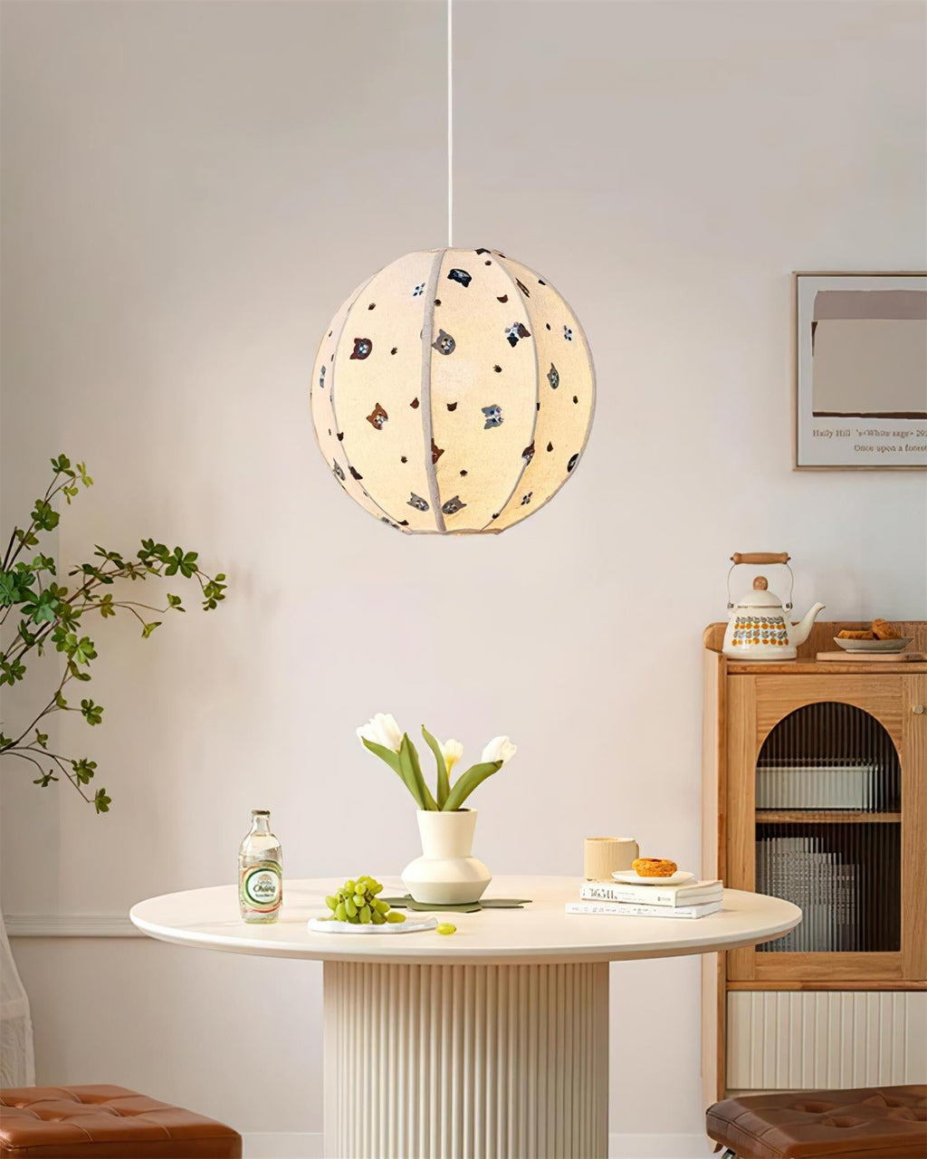 Jayne Suspension Lampe en Tissu Motif Chat Fantaisiste - Neutralighting