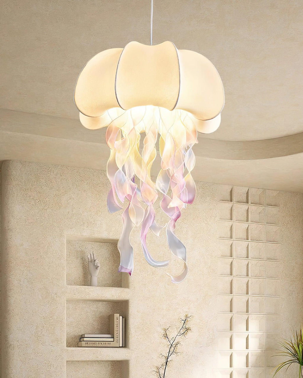 Jellyfish Lampe Pendante Rubans Irisés en Tissu - Neutralighting