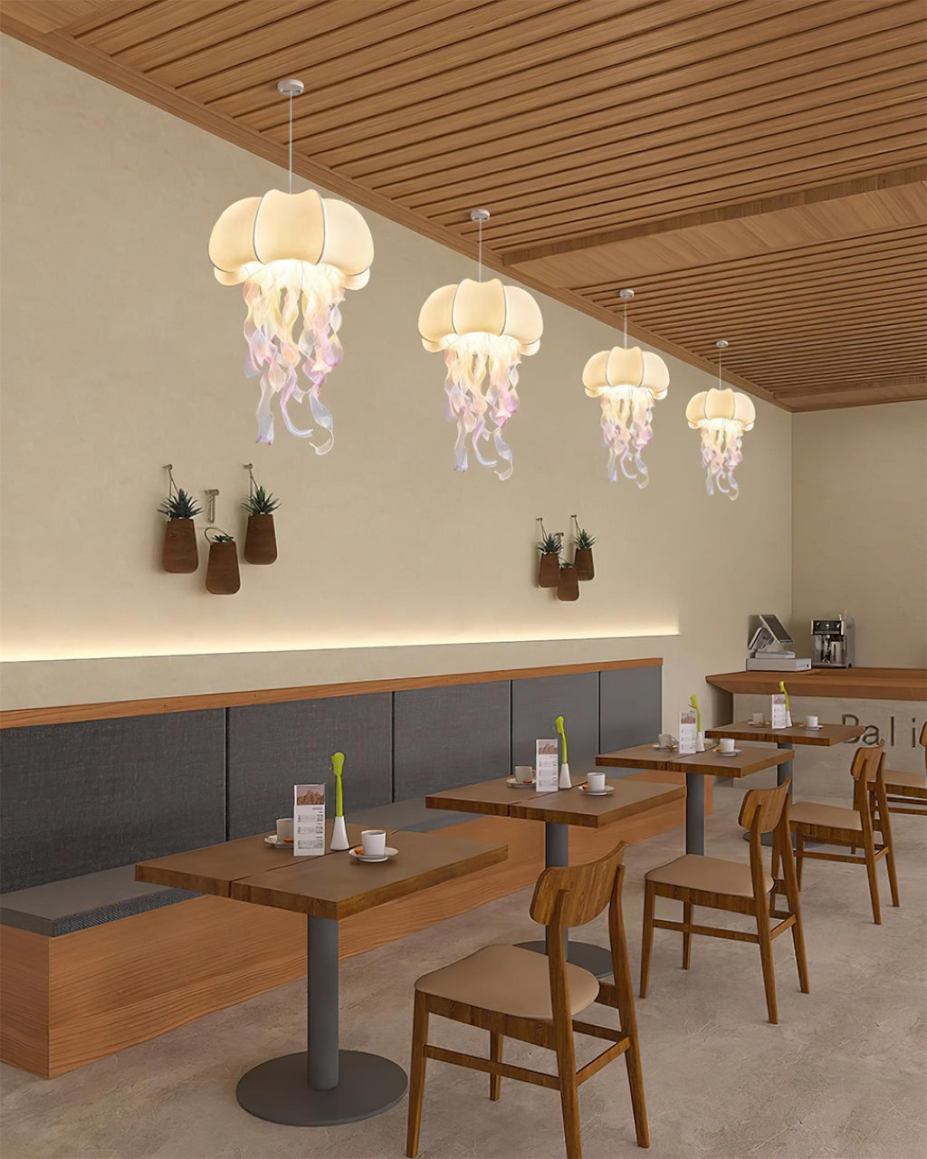 Jellyfish Lampe Pendante Rubans Irisés en Tissu - Neutralighting