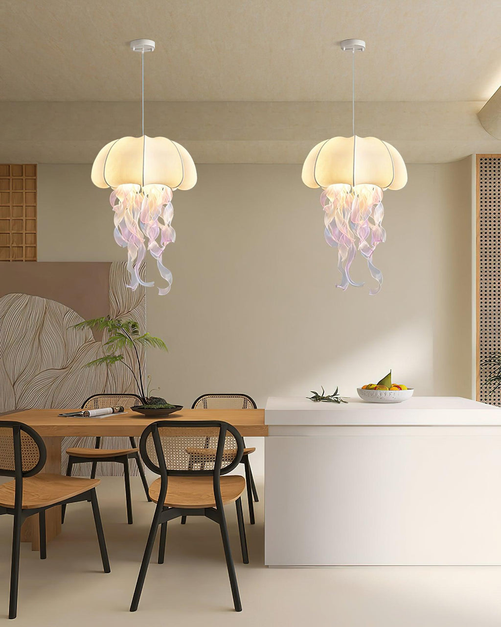 Jellyfish Lampe Pendante Rubans Irisés en Tissu - Neutralighting