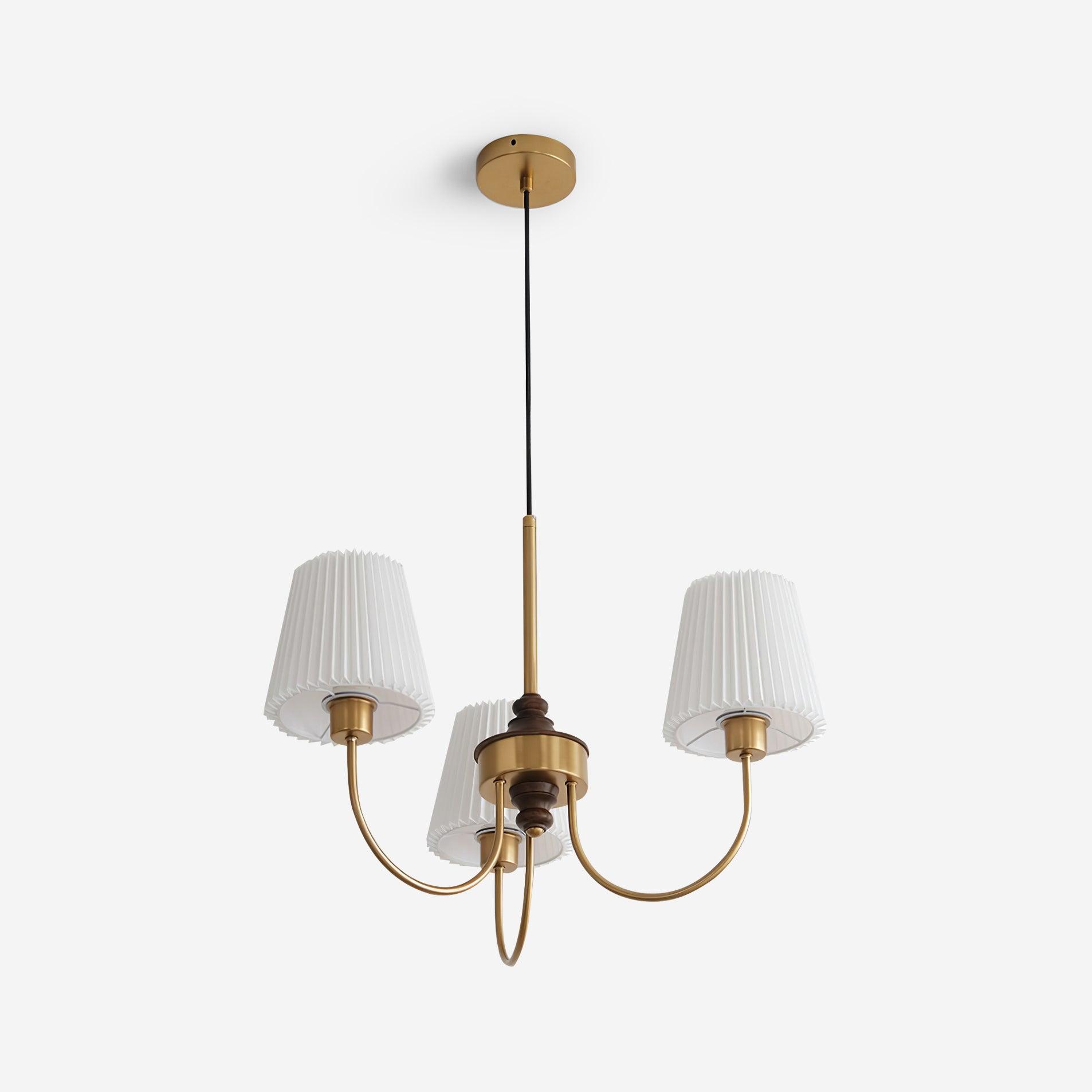 Jeremiah Lustre Abat-jours en Tissu Plissé Laiton Bois - Neutralighting