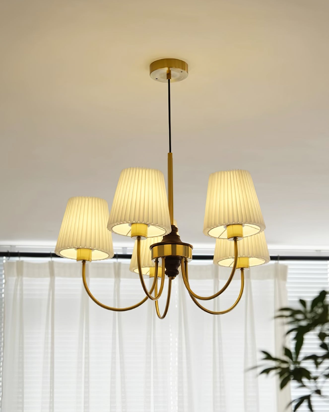 Jeremiah Lustra Lustre Laiton Blanc Plissé Élégant - Neutralighting