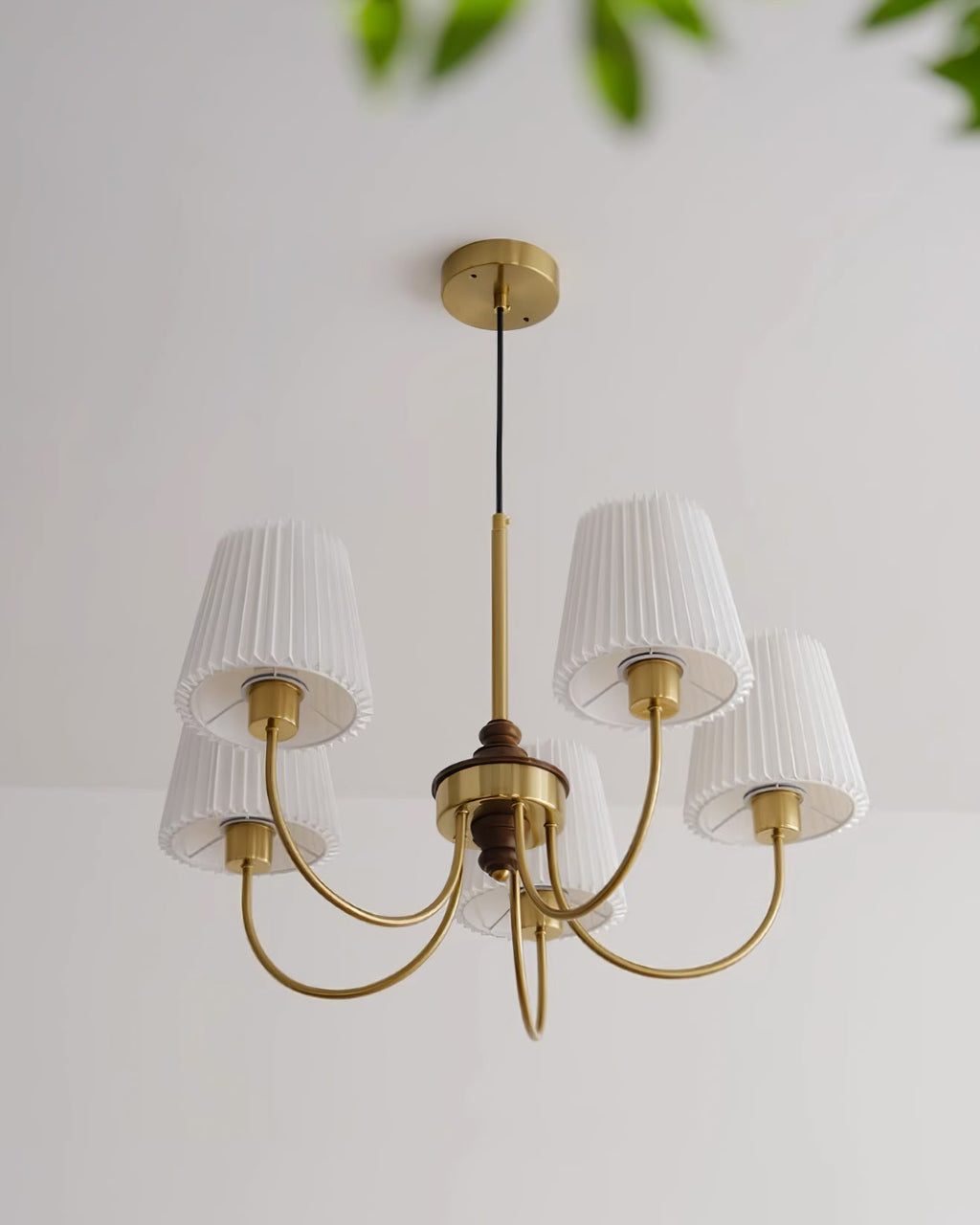 Jeremiah Lustre Abat-jours en Tissu Plissé Laiton Bois - Neutralighting