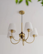 Jeremiah Lustre Abat-jours en Tissu Plissé Laiton Bois - Neutralighting